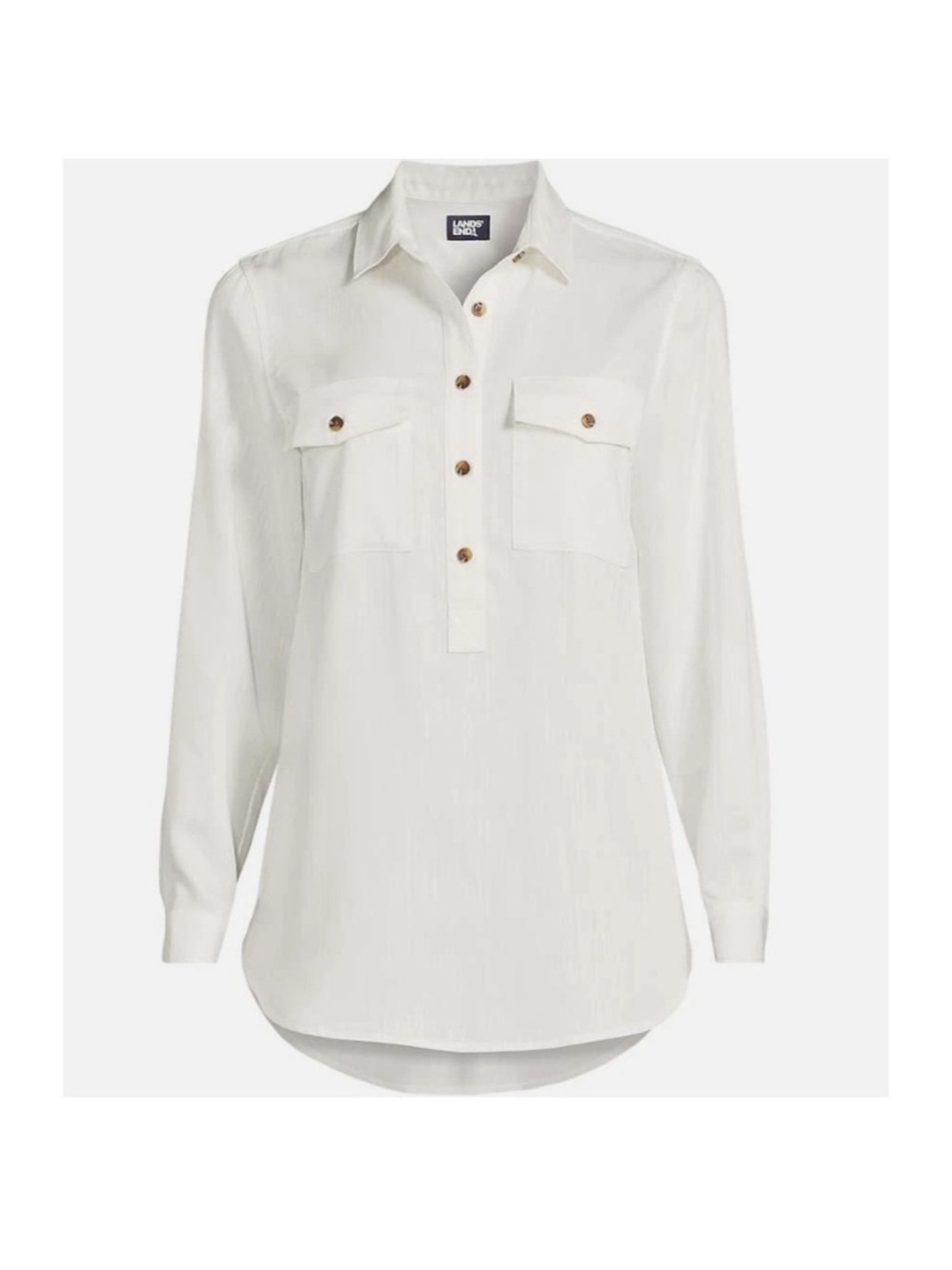 Lands’ End Twill TENCEL Fiber Popover Shirt NWT - Picture 1 of 10